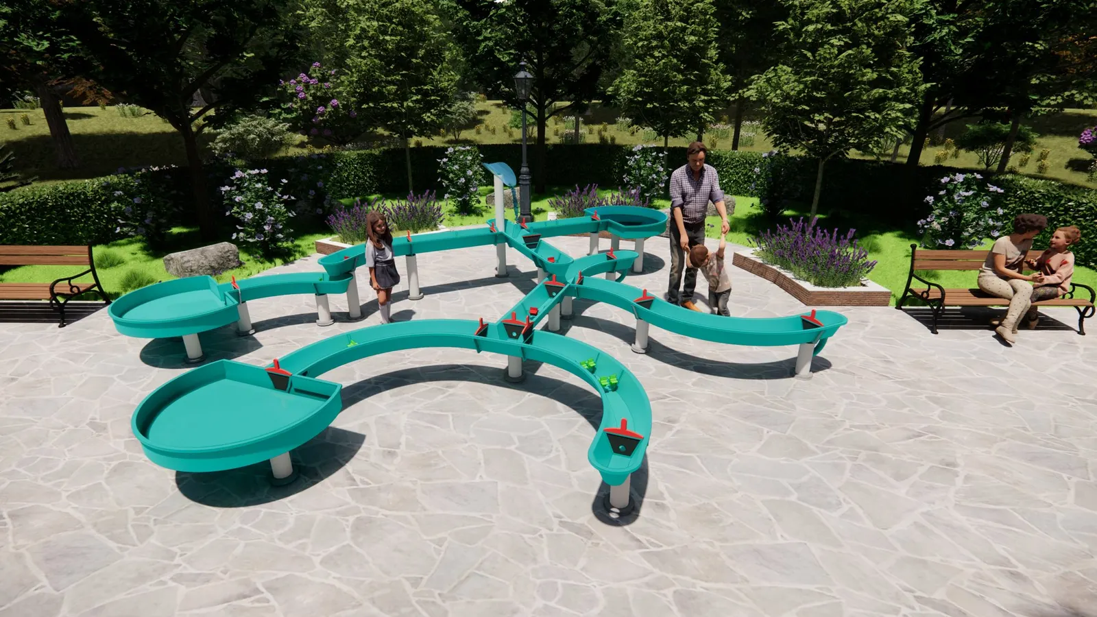 Watertafel in een spraypark