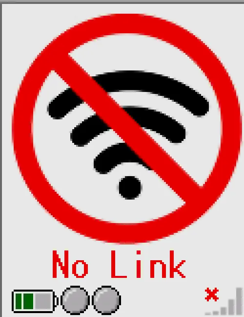 Display van de afstandsbediening met de melding No Link
