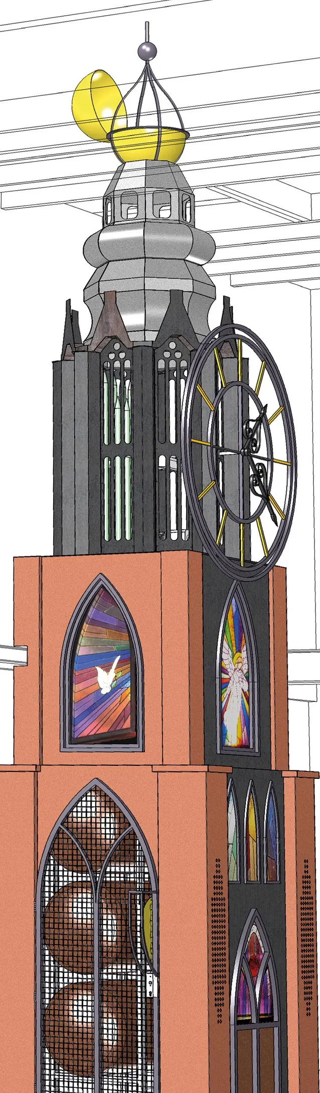 HiCAD-model van de complete toren, Dikke Dirck, Amersfoort